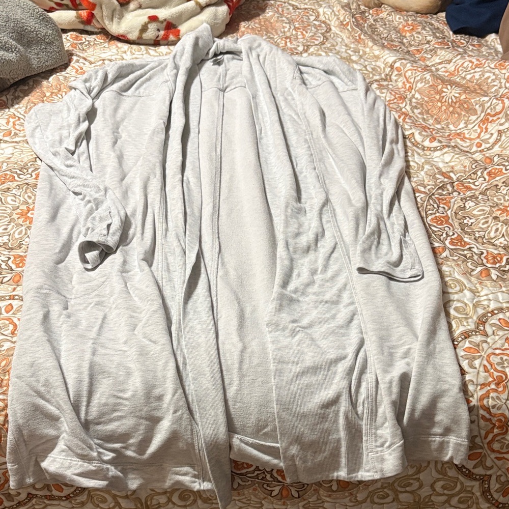 Light Gray Open-Front Cardigan